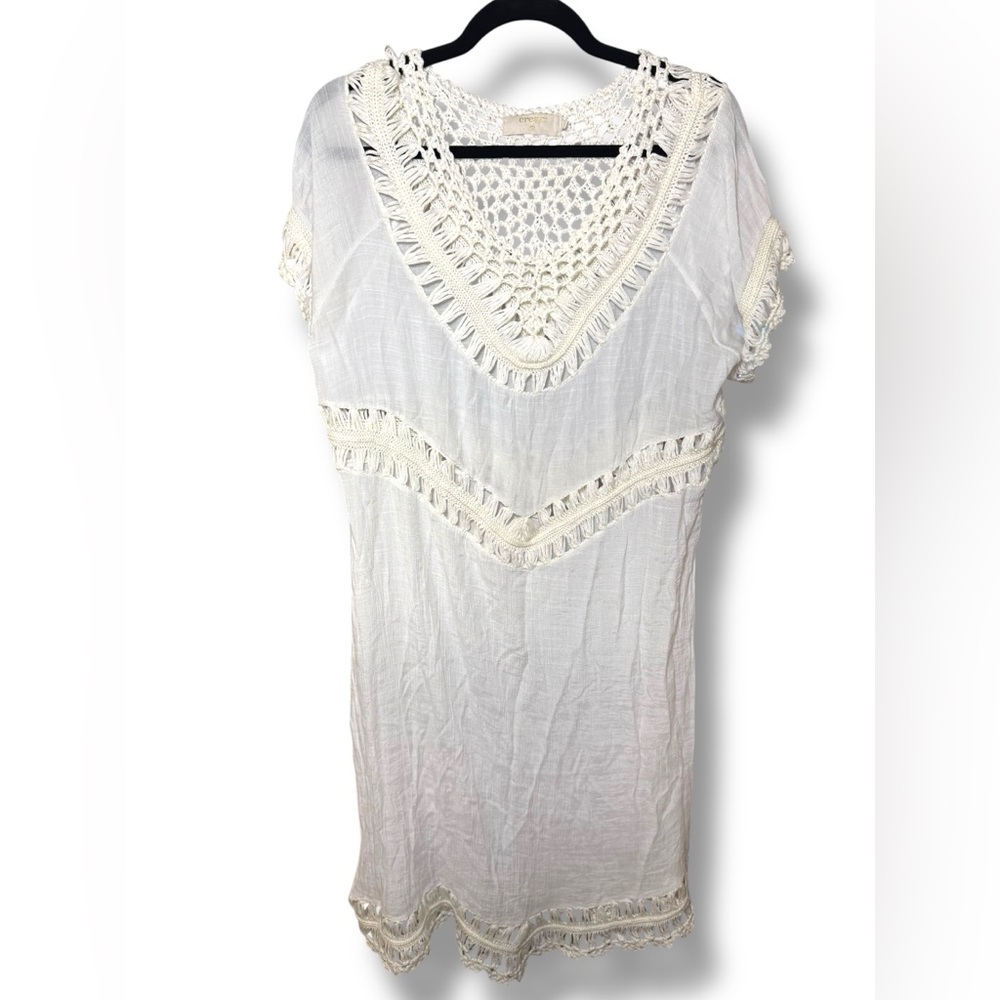 Cream | White Crochet‎ Swim Cover-Up Dress Sz EU 46